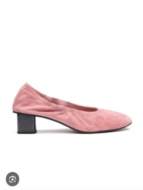Mango Pink Elastic Leather Day Heels Block Heel Glove Shoes Size 38